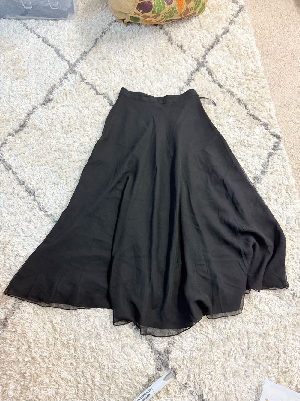 100% Silk Vintage Black Women Flowy A-Line Skirt